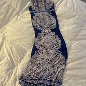 INC International Concepts Navy and Silver Maxi Dress